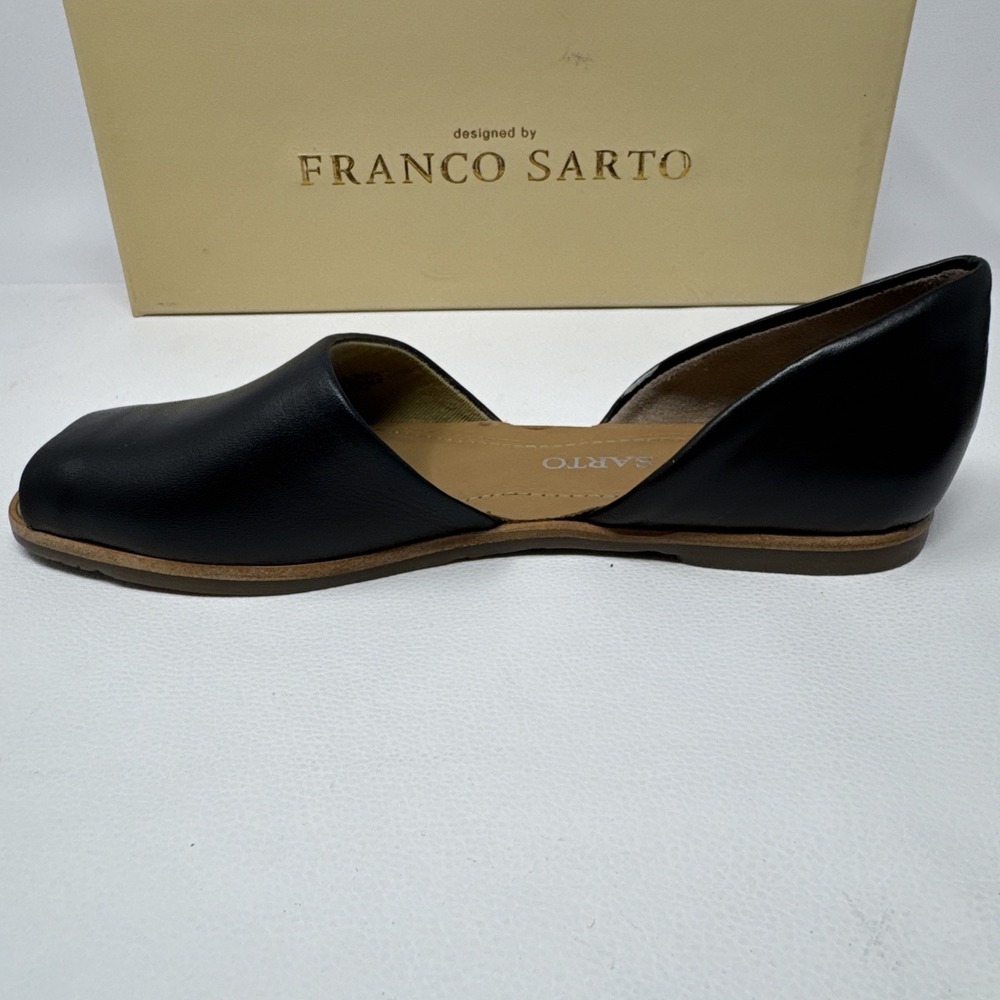 Franco Sarto Comfortable Flats Black Soft Leather Open Toe Slip On Shoes, 5.5M - Picture 4 of 16
